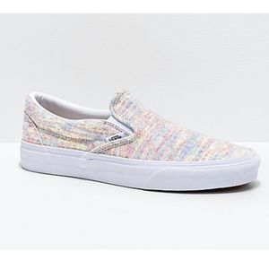NIB Vans Classic Slip-On Rainbow Jersey Shoes 7.5